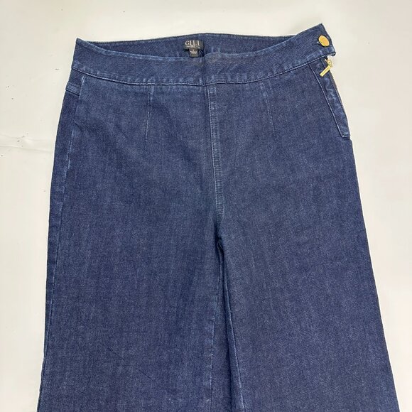 G.I.L.I Got It Love It Wide Leg Side Zipper Women's size 2 Darl Blue Denim Jeans - Picture 2 of 5